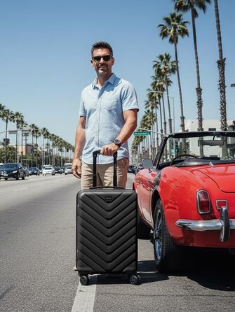 Набір валіз REDOLZ 3 шт. | Легкі дорожні валізи з ABS | Чоловічі/Жіночі | 4 колеса & TSA-замок (Essentials 07) (Чорний, валіза M (67 см))