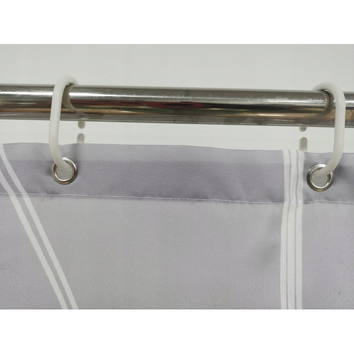 Сучасна текстильна штора для ванни, сіра, 180x200 см, з кільцями