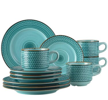 MÄSER Prospero: 8-Piece Premium Dinner Set for 4 (Turquoise, Vintage Style)