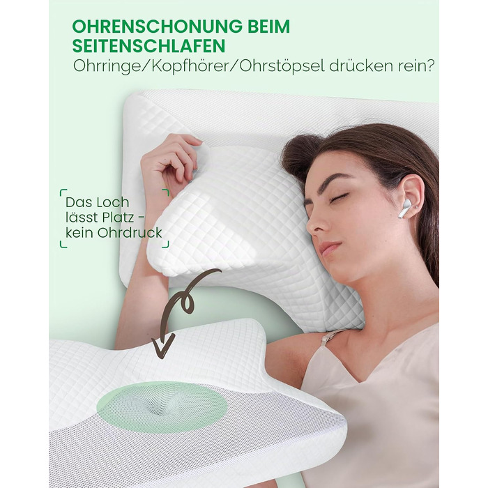 Подушка для шиї та плечей 2 в 1 з ефектом пам'яті Memory Foam, біла (70x40x8.5/14 см)