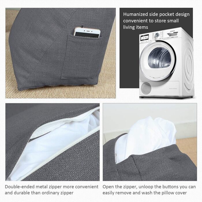 Підголовник для спини Johnear: трикутна подушка для ліжка, дивана, читання (сірий, 45x20x35 см)