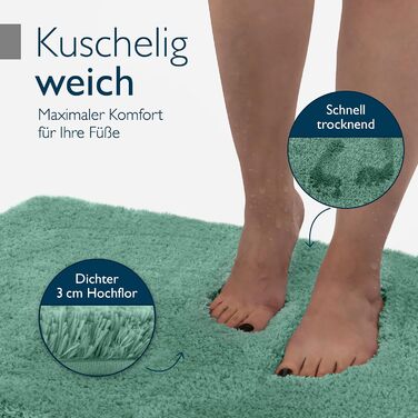Beautissu Non-Slip Bath Mat - 120x70 cm - Plush Shaggy Bathroom Rug - Washable, Soft & Absorbent - Grey Bath Mat for Shower & Bathtub