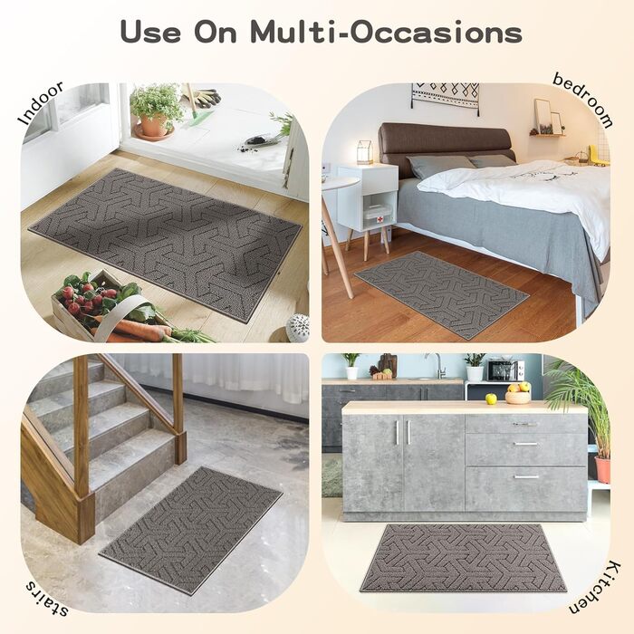 Килимок для дому Villsure: антиковзаюча, миюча, сірого кольору, 49.5 x 78.7 см