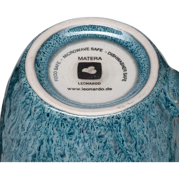 Leonardo Matera Ceramic Mug Set, 2-piece, dishwasher-safe coffee mugs, 2 microwave-safe tea mugs, glazed cups, blue, 430 ml, 026996