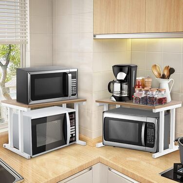 Cocoarm Microwave Shelf Standing Shelf for Microwave 2 Tier Kitchen Shelf Countertop Microwave Shelf Microwave Rack for Kitchen Microwave Stand Holder Made of Metal (white)