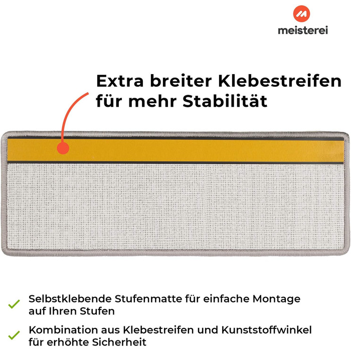 Килимок для сходин Casa Pura Dynasty Velours, 15 шт., сріблясто-сірий, самоклеючий