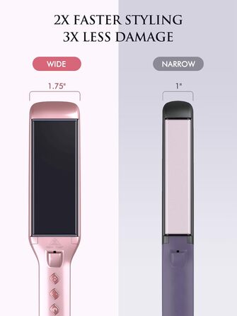 LANDOT Професійний випрямляч для волосся з керамічним покриттям 45 мм, 12 температурних режимів (120–230°C), рожеве золото