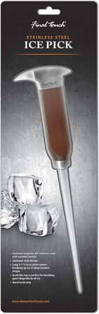 Final Touch Ice Pick - Japanese Style Stainless Steel Ice Pick with Wooden Handle - 13 cm
