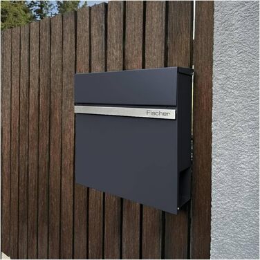 Поштовий ящик Metzler Stelio Anthrazit з газетницею та гравіюванням імені з нержавіючої сталі V2A - RAL 7016