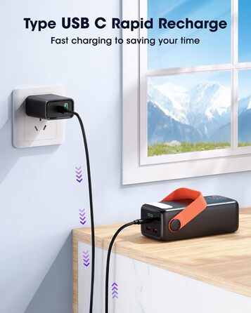 Power Bank 60000mAh 65W з 3 виходами USB-C, чорний: для ноутбуків, смартфонів, планшетів