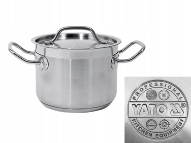 Високий каструля Yato з кришкою, нержавіюча сталь, 16x12 см, 2,4 л, YG-00001
