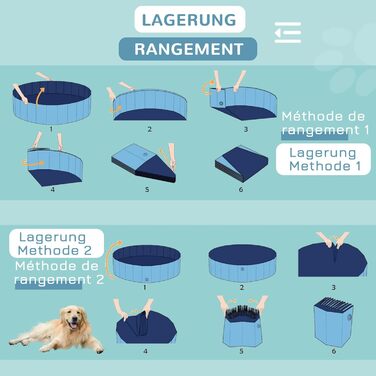 PawHut Dog Bath Tub Dog Pool Bathtub Swimming Pool Water Pool for Dogs 120 x 30 cm