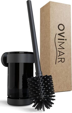 Настінна щітка для унітазу Oviar Finnkona | Чорна | Зі змінним насадком | З вентиляцією | З нержавіючої сталі з порошковим покриттям