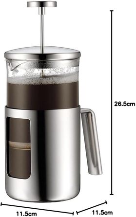 WMF Kult Coffee Press 1l, French Press, Coffee Maker for 6 Cups, Glass, Brushed Cromargan Stainless Steel, Dishwasher Safe