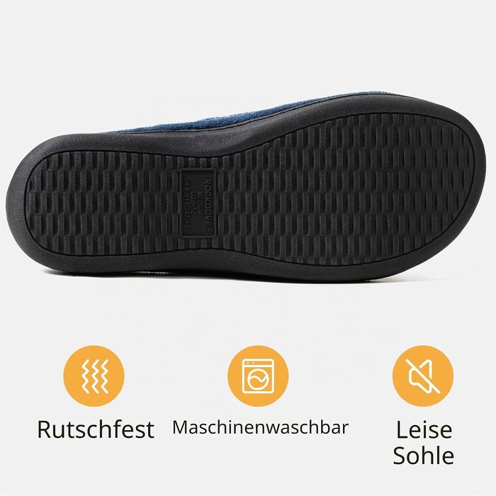 Чоловічі капці-шльопанці RockDove з ефектом пам'яті (Memory Foam), регульований ремінець, протиковзка підошва для дому та вулиці, сині, розмір 46/47 EU