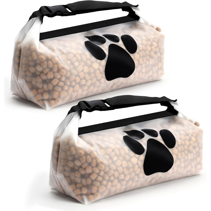 Набір мішечків для зберігання корму для собак BELLE VOUS (2 шт.) - сумка для корму, дорожній миска для собак, аксесуари для подорожей з собакою, складаний миска для корму та печива