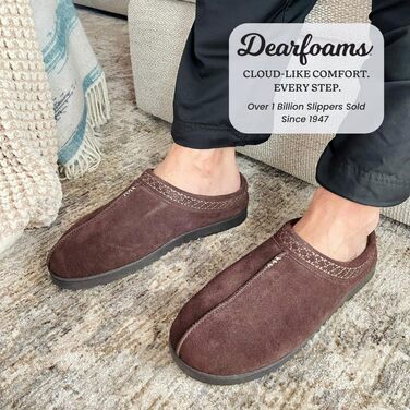 Dearfoams чоловічі тапочки-клоги з замші для дому та вулиці (43 EU, Кофе 2)