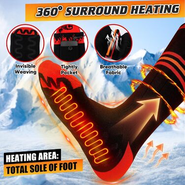 Гріючі шкарпетки COZII для жінок та чоловіків, 5V, 5000 mAh, акумулятор, 65°C, для зими, кемпінгу, полювання, катання на лижах, їзди на конях, смугасті