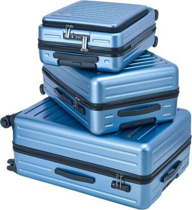 Набір валіз TydeCkare 20/28' (Економ-пакет): 20' ручна валіза з відділенням для ноутбука, 28' велика валіза 101л з ABS+PC корпусом, TSA-замок, Оранжевий (Електро-блакитний, L)