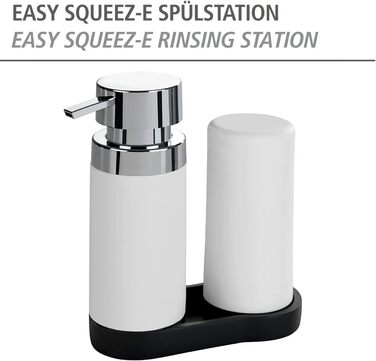 WENKO Easy Squeez-e станція для миття посуду, біла, дозатор для мила і миючого засобу, 0.25 л