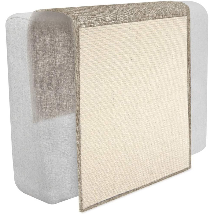 Navaris Cat Scratch Mat Scratch Protection Sofa - Sisal Scratch Rug 130 x 45 cm for Cat - Couch Cat Scratch Mat - also suitable for dogs - (Light Brown - white)