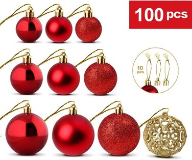 Набір прикрас для ялинки Homewit 105 шт. Золотий, пластикові ялинкові кулі з гачками, набір ялинкових прикрас, багаторазовий