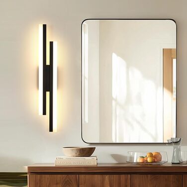 DELIPOP Настінний світильник Wandleuchte, 12W LED, 3 кольори, золото, для спальні, вітальні, коридору, сходинкового майданчика (чорний, 3000K, 48cm)
