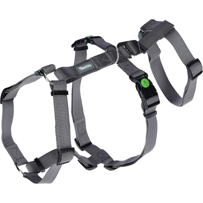 Шлейка для собак Kerbl Pet Panikgeschirr, сіра, для тривожних собак, регульована, ширина ременя 20 мм, обхват шиї 38-52 см, обхват грудей 55-74 см