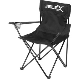 Складний туристичний стілець JELEX Expedition з підлокітниками та тримачем для напоїв, чорний