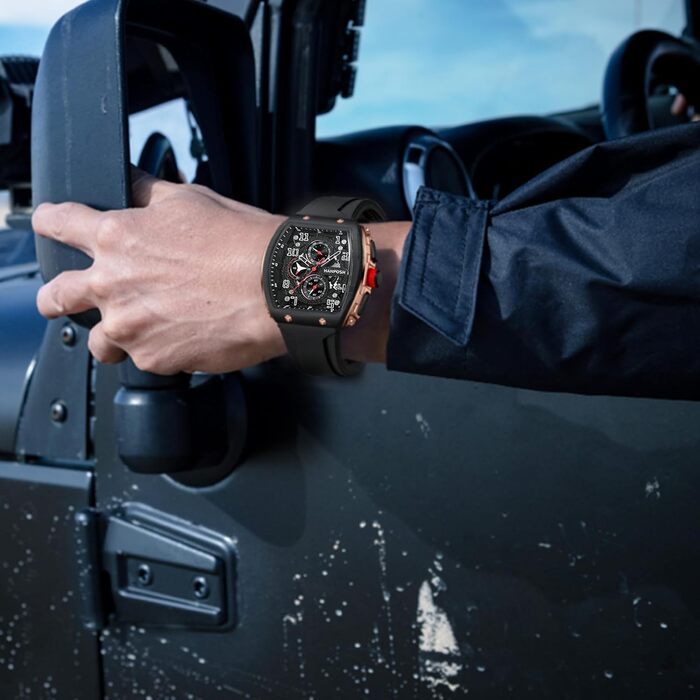 HANPOSH Чоловічий годинник: аналоговий кварцовий годинник, водостійкий спортивний годинник, тактичний годинник (чорний, золотий)