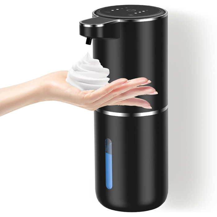 Автоматичний диспенсер для мила Dalugo USB-C, електричний сенсорний дозатор мила з регулюванням 4 рівнів, для кухні та ванної кімнати (білий, чорний, пінистий)