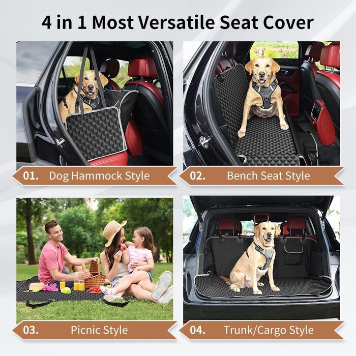 KYG Car Seat Dog Cover - Waterproof & Non-Slip Back Seat Protector with Window - 135x140cm
