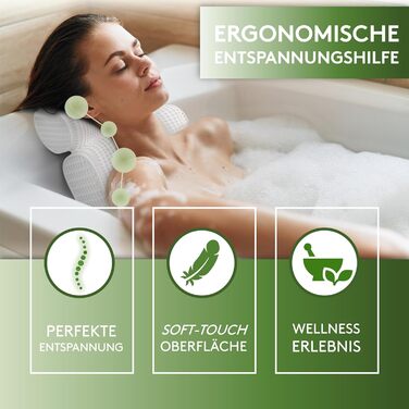 SilverRack Bathtub Pillow MEDIUM-SOFT [White 4D] - Neck Pillow for Bathtub with Suction Cups as Bathtub Accessory - Pillow for Bathtub - Bath Pillow with Ergonomic Fit
