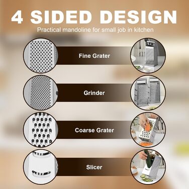 Тёрка YDware з нержавіючої сталі, квадратна, 23,7 см, для овочів, 1 шт. (срібна)