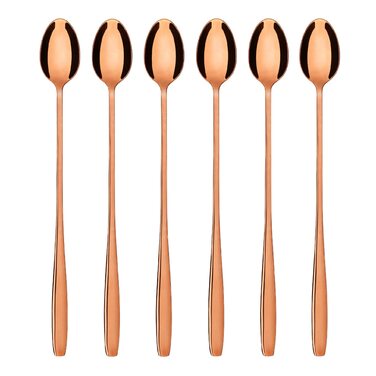 Набір ложок для лате макіато GRÄWE Königstein (Rotgold), нержавіюча сталь, 6 шт., довгі ложки для коктейлів та десертів, придатні для миття в посудомийній машині