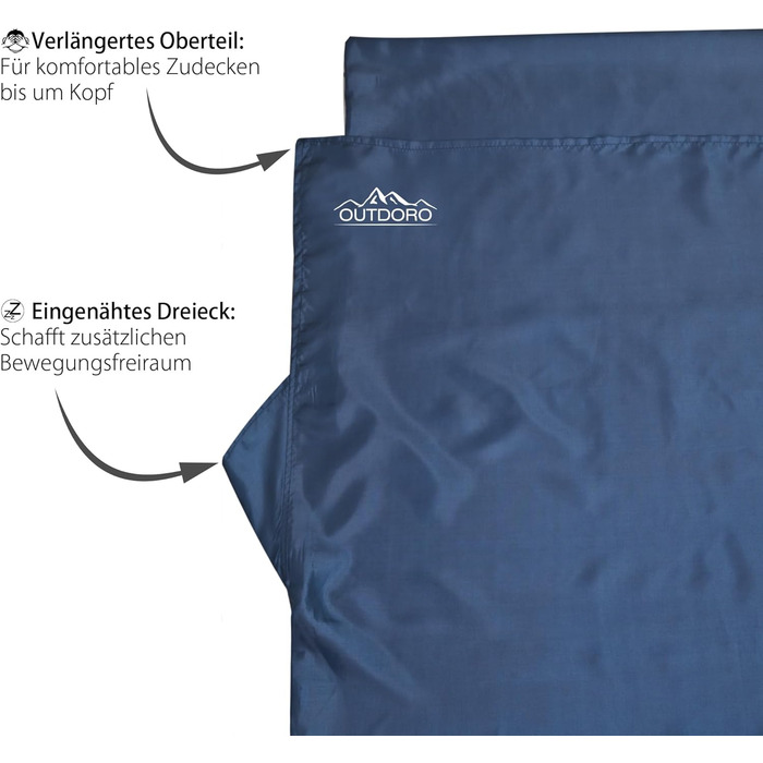 Outdoro Sleeping Bag, Ultra-Light Travel Sleeping Bag, only 230g made of Microfiber, thin & small, Liner, Travel Sheet