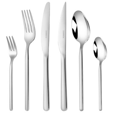 Набір столових приборів 36 предметів з нержавіючої сталі 18/0 на 6 осіб, сріблястий: ножі, виделки, ложки, ніж для стейка, виделка для торта, для повсякденного використання та прийому гостей, безпечні для посудомийної машини