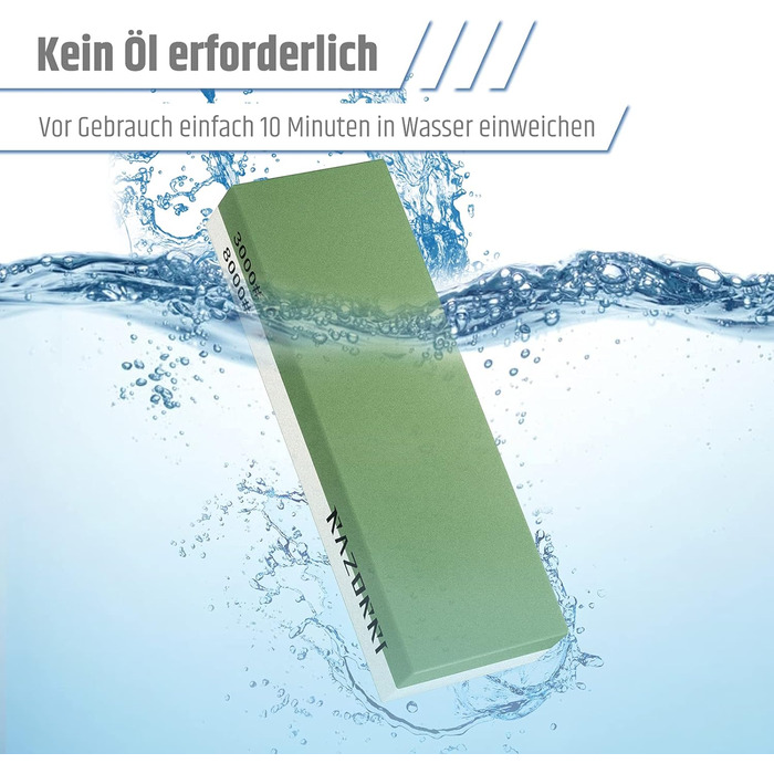 Набір алмазних точильних каменів Razorri (400/1000, 3000/8000 grit) з правильним каменем, кутовою наставкою, бамбуковою основою та шкіряним ременем для заточування та полірування металевих лез. Преміум-набір