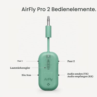 Bluetooth-трансмітер та ресивер Twelve South AirFly Pro 2 для AirPods та навушників, Mint Ice