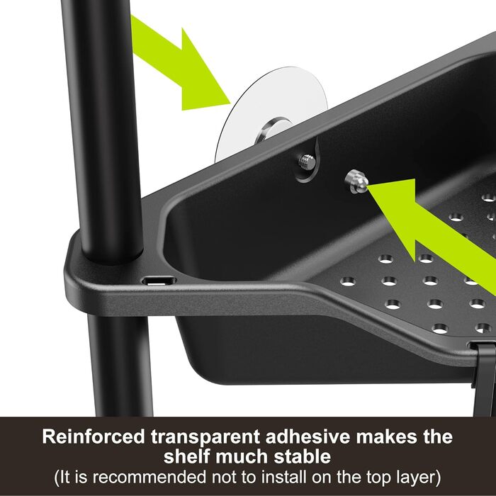 Дзеркальна поличка для душу Orimade (4 шт.) з нержавіючої сталі, кутова, чорна