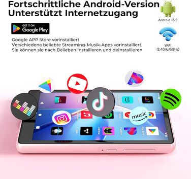 MP3 плеєр з підтримкою Spotify, Bluetooth та WiFi, сенсорний екран 4.5