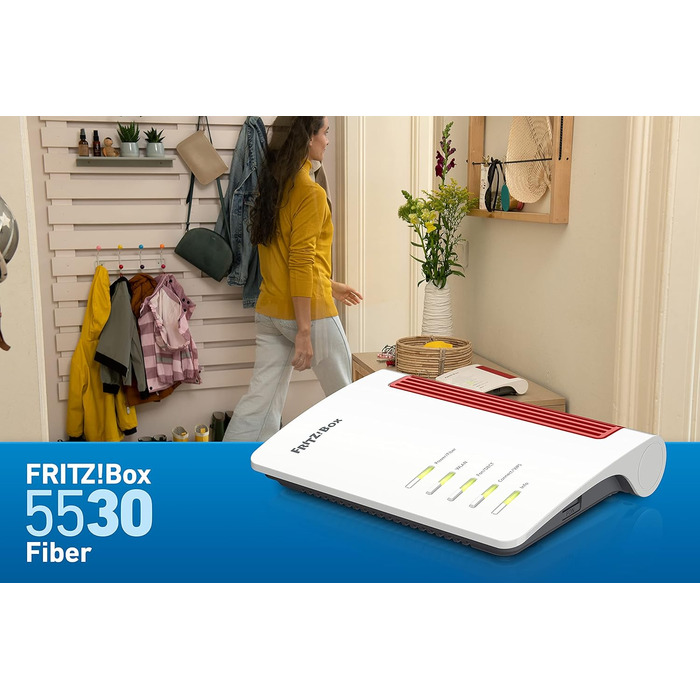 Роутер FRITZ!Box 5530 Fiber для підключення до оптоволоконного інтернету | Wi-Fi 6 (802.11ax), 2.5 Gigabit LAN, до 3 Gbit/s, сумісний з Німеччиною
