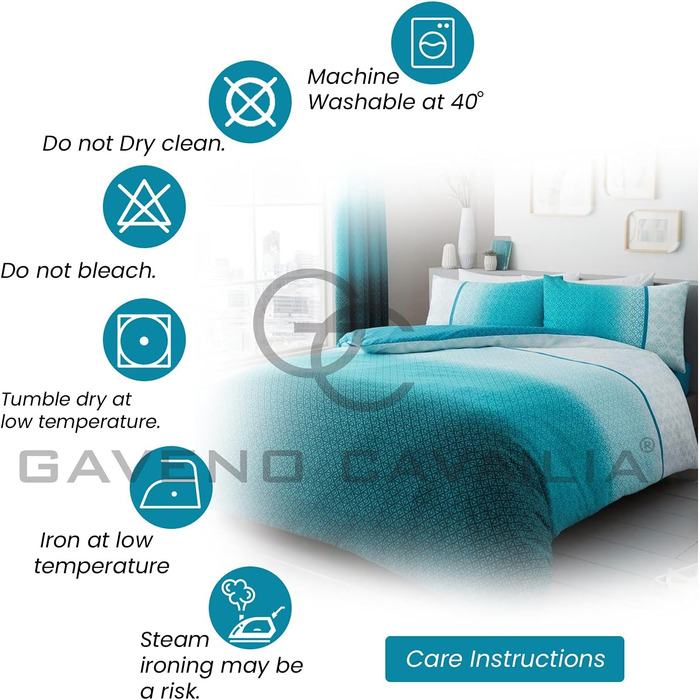Комплект постільної білизни GC GAVENO CAVAILIA (200x200 см), поліестер/бавовна, блакитно-зелений, для двоспального ліжка