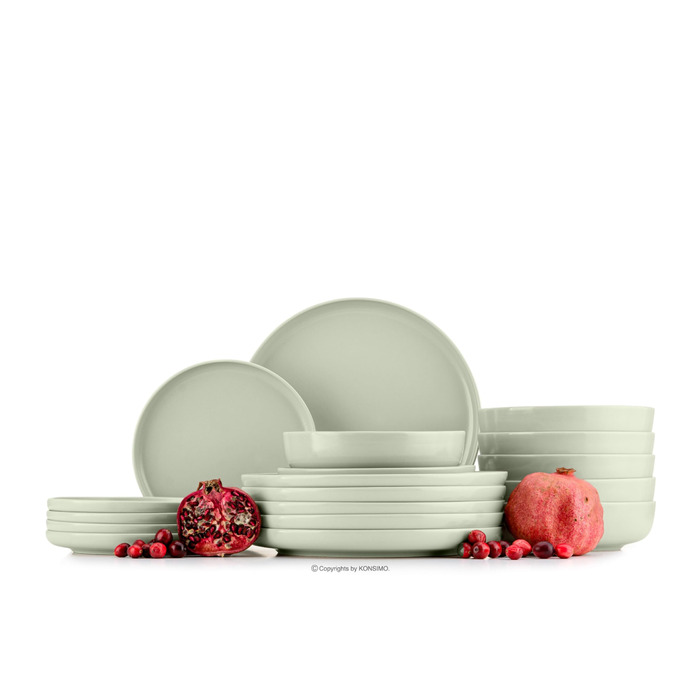 Набір посуду Konsimo VICTO для 6 осіб: 18-частинний сервіз з тарілок з каменю, зелений матовий, для сім'ї