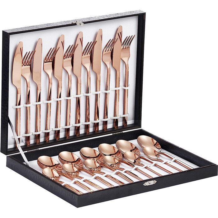 Набір столових приборів Velaze, 24 шт. (рожеве золото) для 6 осіб