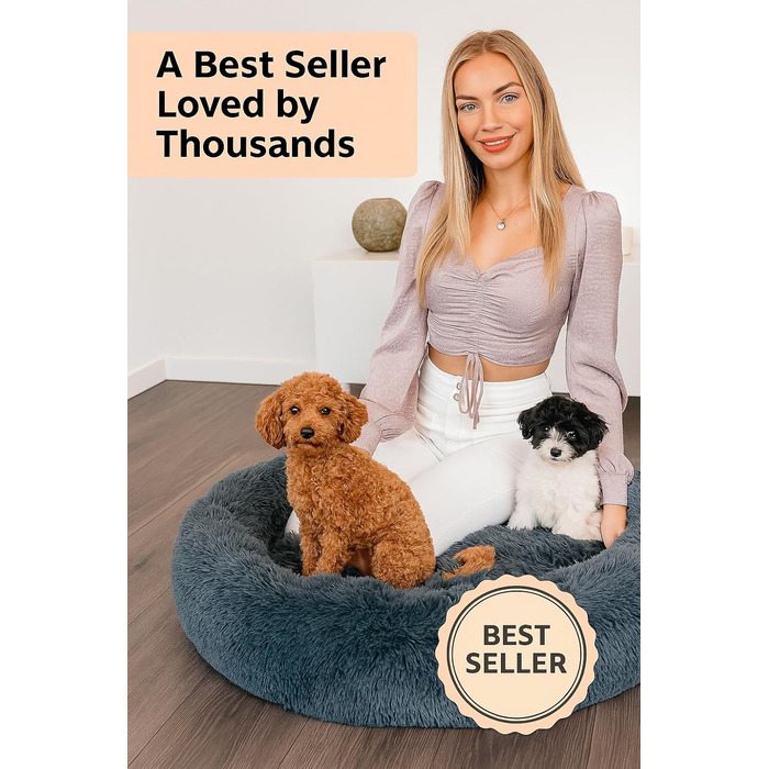 Кругле ліжко для собак та котів Flamingo, м'яке, з подушкою, діаметр 55 см, рожеве, 55x55x12 см