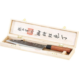 Tokio KitchenWare Santoku Knife: Chef's knife with genuine wood handle, handcrafted (Kitchen knife, Chef's knife, Gift)