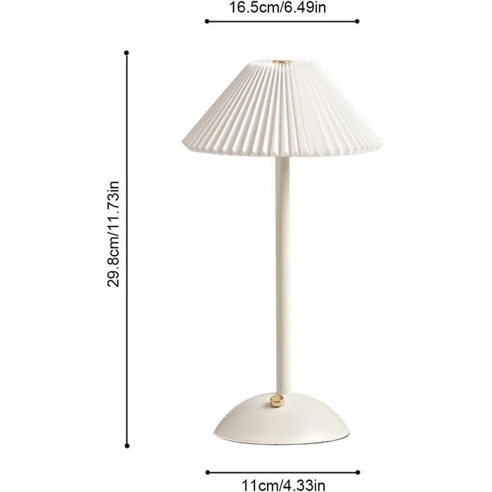 Світлодіодна настільна лампа Starnearby бездротова, з сенсорним димером та акумулятором. 3 режими світла, вінтажний металевий плафон. Лампа для спальні, офісу, тумбочки (біла основа)