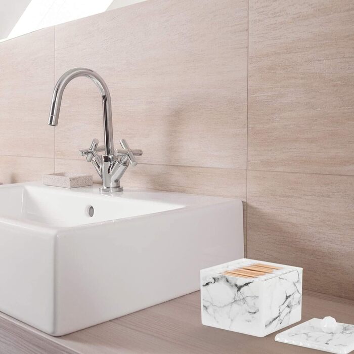 Органайзер для ватних паличок та дисків Luxspire з 2 відсіками, білий | Косметичний бокс з кришкою