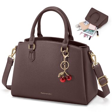 Сумка жіноча RAINSMORE середнього розміру з PU шкіри, для планшета 11 дюймів, з плечовим ременем, для роботи та міста (кава)